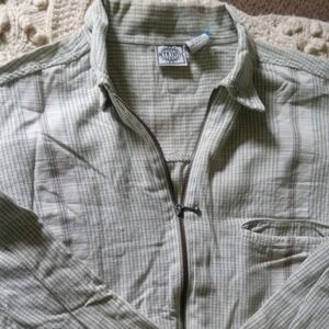 Vintage Green Plaid Zip-Up Shirt
